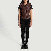 
Detailní pohled of Notch & Zipper Hardware on Rhonda Vínová Leather Biker Vest pro Dámy
