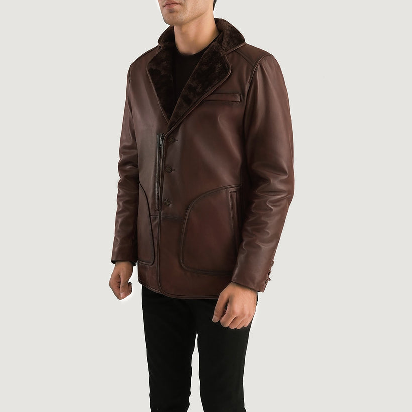 Rocky Hnědá Fur Leather Coat pánská