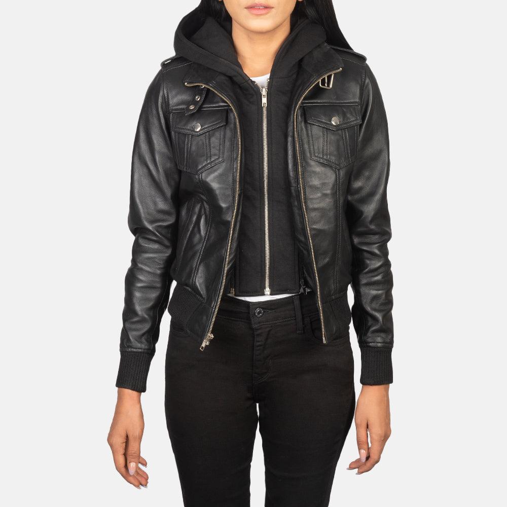 
Roslyn Hooded Kožená bomber bunda pro Dámy – alternate product view 1