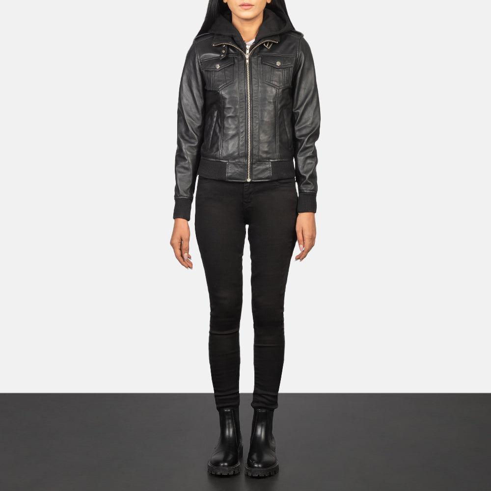 
Roslyn Hooded Kožená bomber bunda pro Dámy – alternate product view 3