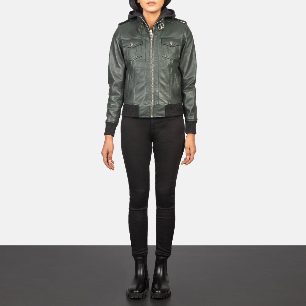 
Roslyn Hooded Kožená bomber bunda pro Dámy – alternate product view 3