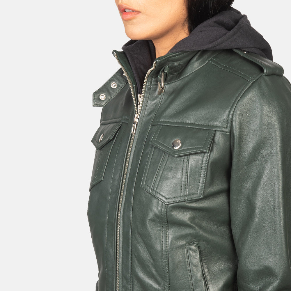 
Roslyn Hooded Kožená bomber bunda pro Dámy – alternate product view 6
