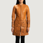 
Sandy Světle hnědá Dye Kožený kabát pro Dámy in Tan Brown Sheepskin Dip &Amp; Dye - Přední pohled a přiléhavá silueta | Koupit online