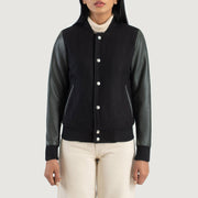 
Detailní pohled of Varsity & Snap Buttons Hardware on Savant Green Hybrid Varsity Jacket