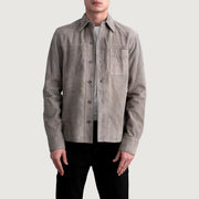 
Scout Grey Suede Leather Shirt pro Pány pro Pány in Grey Goatskin Suede - Přední pohled a přiléhavá silueta | Koupit online