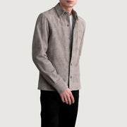 
Grey Goatskin suede Jacket - Zadní pohled s definovanými rameny a čistým lemem