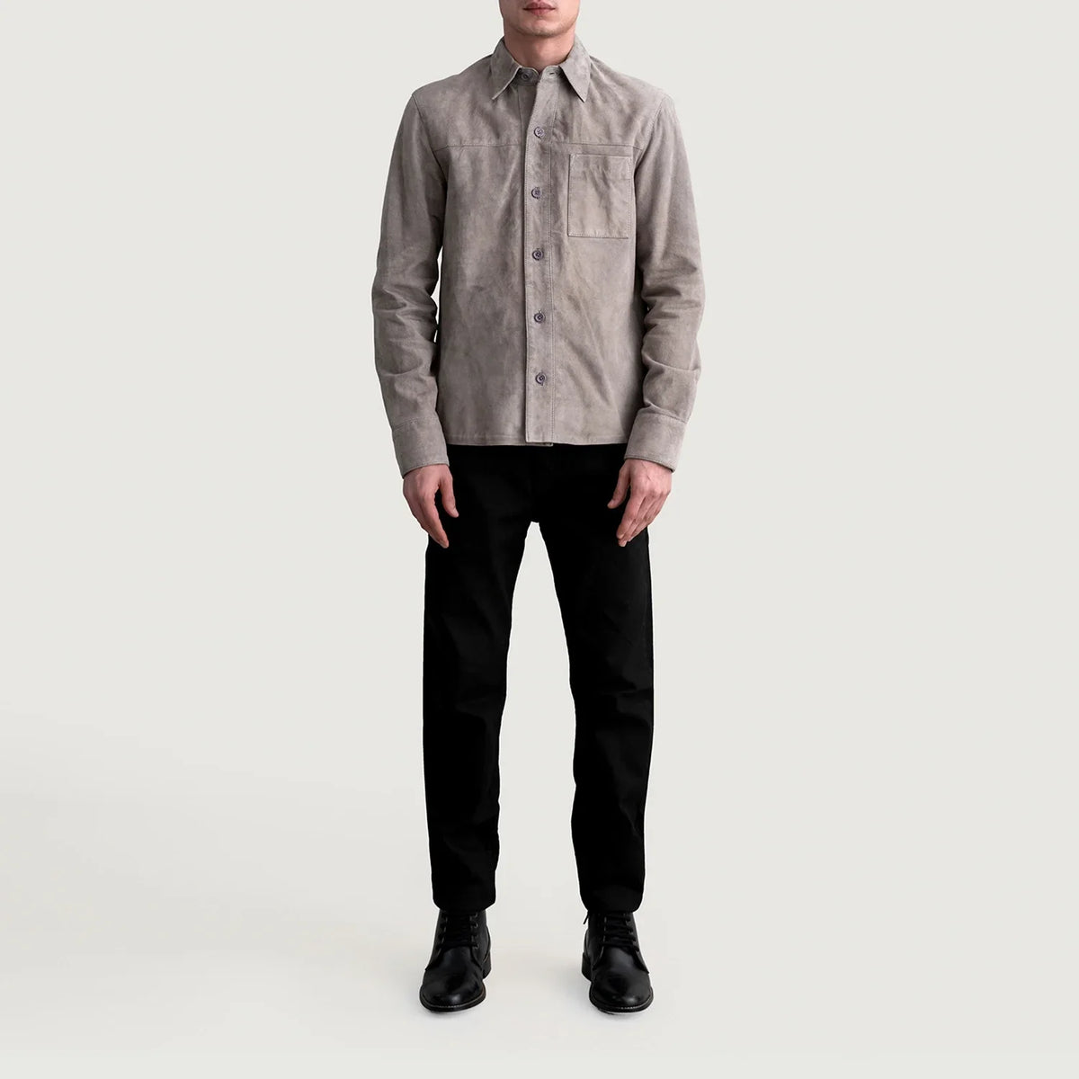 
Detailní pohled of Shirt & Buttons Hardware on Scout Grey Suede Leather Shirt pro Pány pro Pány