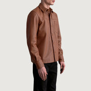 
Matte Brown Cowhide leather Jacket - Zadní pohled s definovanými rameny a čistým lemem
