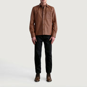 
Detailní pohled of Shirt & Buttons Hardware on Scout Matte Hnědá Leather Shirt pro Pány