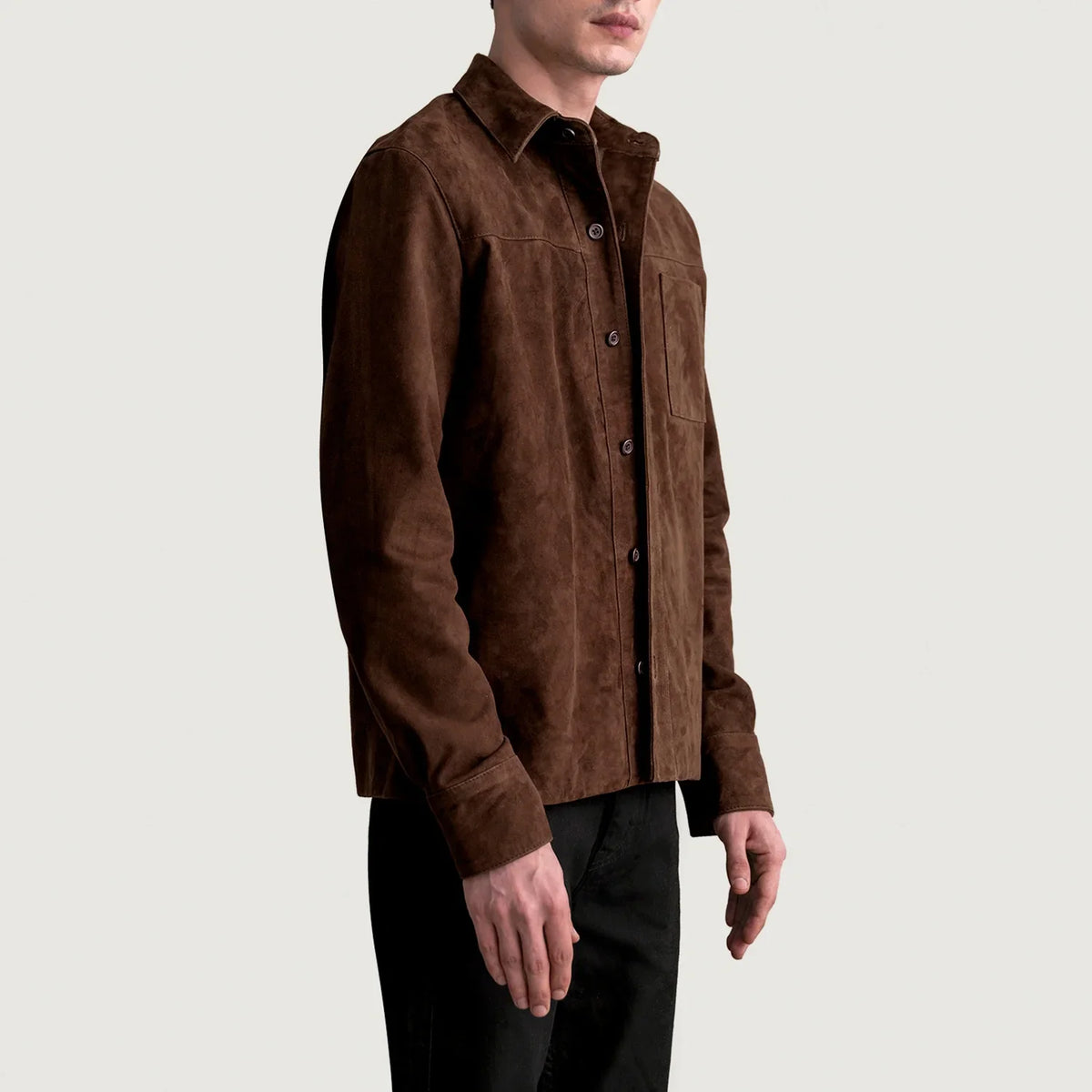 
Brown Goatskin suede Jacket - Zadní pohled s definovanými rameny a čistým lemem