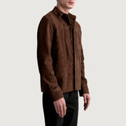 
Brown Goatskin suede Jacket - Zadní pohled s definovanými rameny a čistým lemem