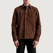 
Scout Mocha Suede Leather Shirt pro Pány pro Pány - Boční pohled ukazující ergonomický střih rukávů