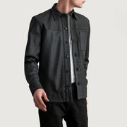 
Scout Tumbled Černá Leather Shirt pro Pány in Tumbled Black Sheepskin Leather - Přední pohled a přiléhavá silueta | Koupit online