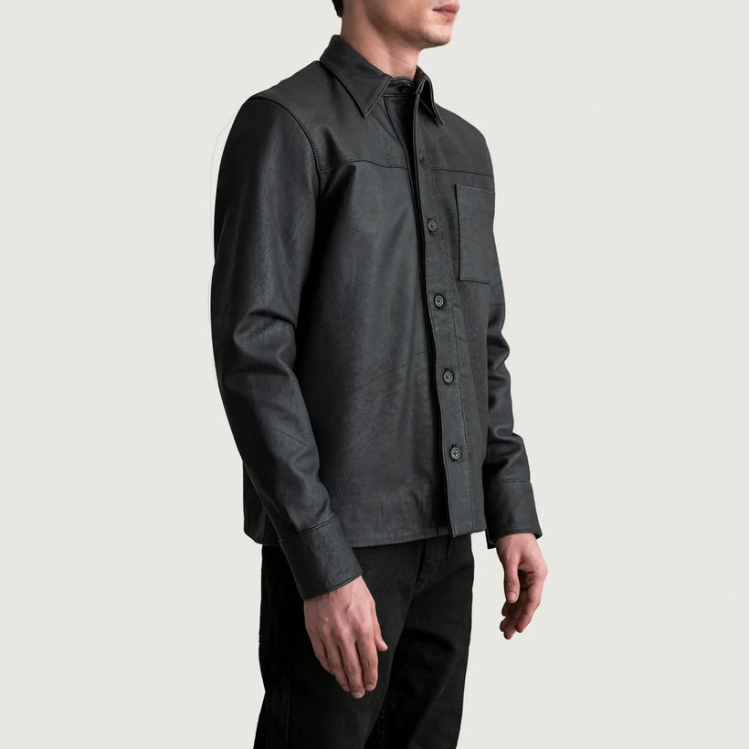 Scout Tumbled Černá Leather Shirt pro Pány