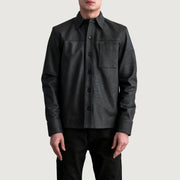 
Scout Tumbled Černá Leather Shirt pro Pány - Boční pohled ukazující ergonomický střih rukávů