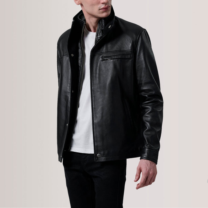 Sean Černá Leather Classic Kožená bunda pánská