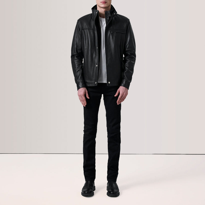 Sean Černá Leather Classic Kožená bunda pánská