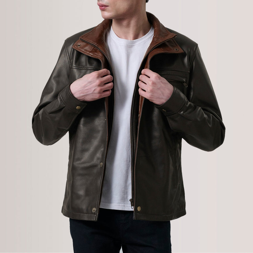 Sean Hnědá Leather Classic Kožená bunda pánská