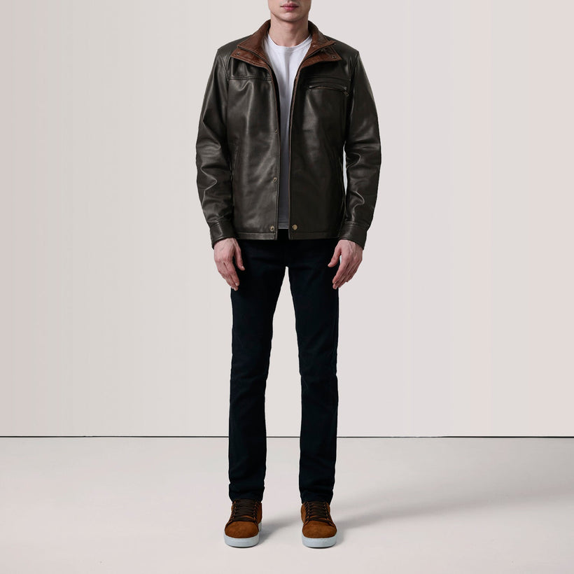Sean Hnědá Leather Classic Kožená bunda pánská