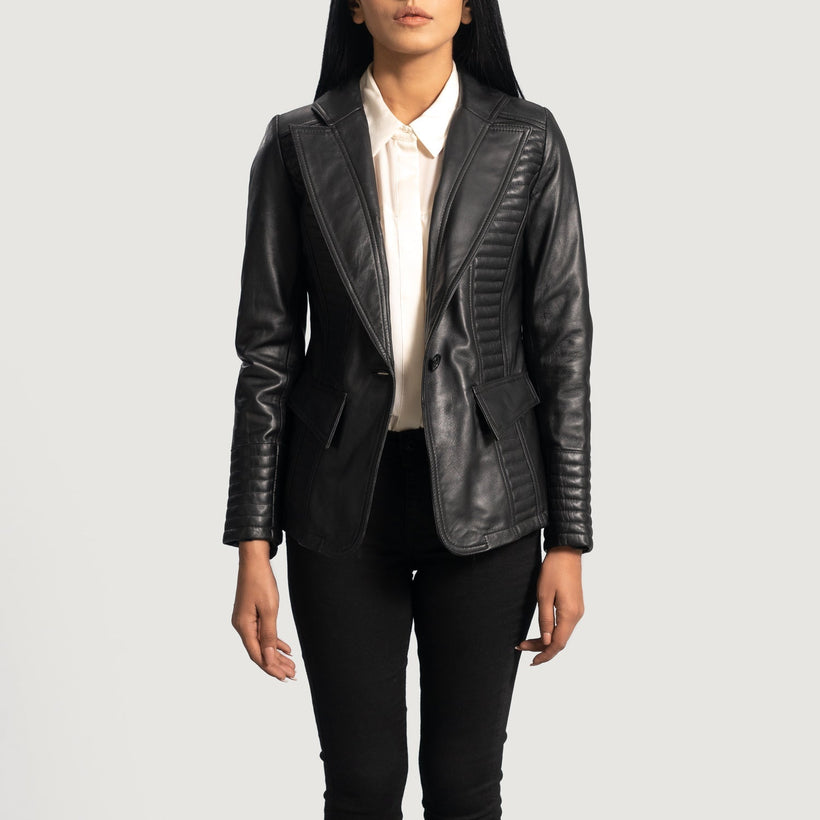 Selina Černá Leather Blazer dámská