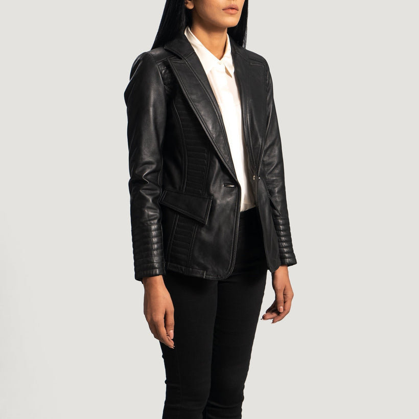 Selina Černá Leather Blazer dámská