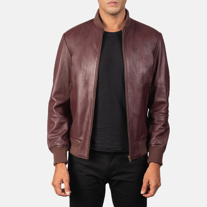Shane Vínová Kožená bomber bunda pro Pány