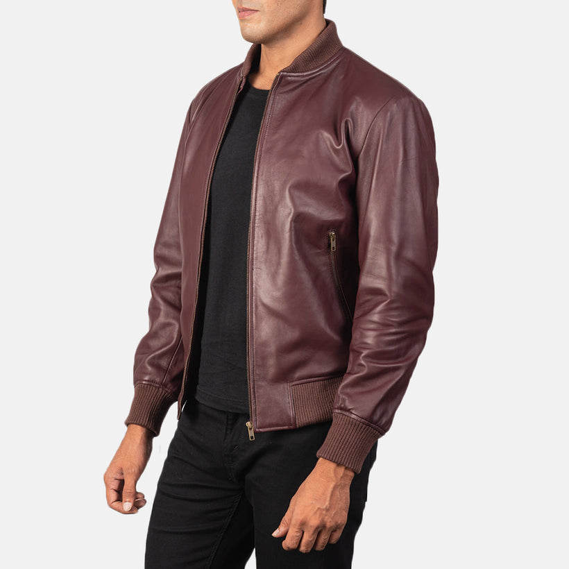 Shane Vínová Kožená bomber bunda pro Pány