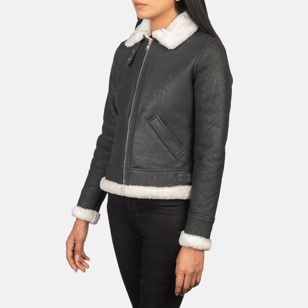 
Sherilyn B-3 Černá Kožená bomber bunda pro Dámy – alternate product view 2