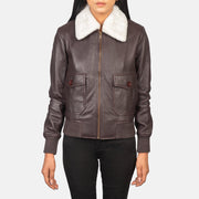 
Detailní pohled of Shirt with Removable Collar & Zipper Hardware on Stella G-1 Maroon Leather Bomber Jacket