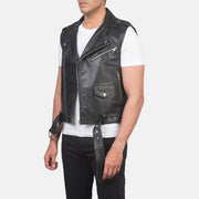 
Black Cowhide Leather Biker Jacket - Zadní pohled s definovanými rameny a čistým lemem