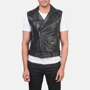 
Detailní pohled of Notch & Zipper Hardware on Sullivan Černá Leather Biker Vest pro Pány