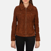 
Brown Goatskin suede Jacket - Zadní pohled s definovanými rameny a čistým lemem