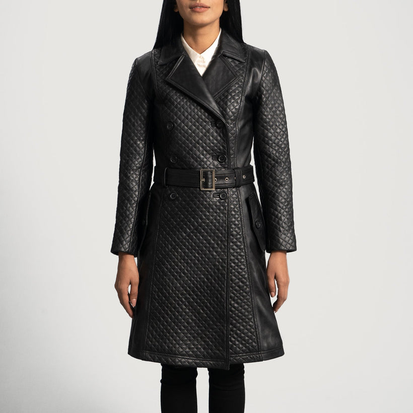 Sweet Susan Černá Leather Trench Coat dámská
