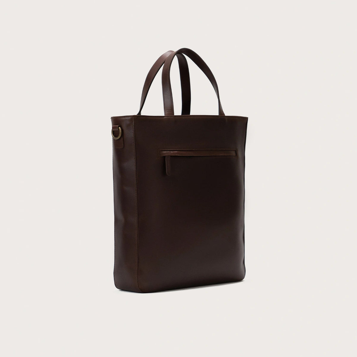 
The Poet Vintage Brown Leather Tote Bag For Men & Women - Strukturovaný boční profil ukazující hloubku a kapacitu