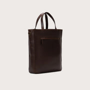 
The Poet Vintage Brown Leather Tote Bag For Men & Women - Strukturovaný boční profil ukazující hloubku a kapacitu