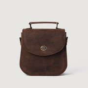 
The Sandra Vintage Distressed Brown Leather Saddle Bag For Women - Strukturovaný boční profil ukazující hloubku a kapacitu
