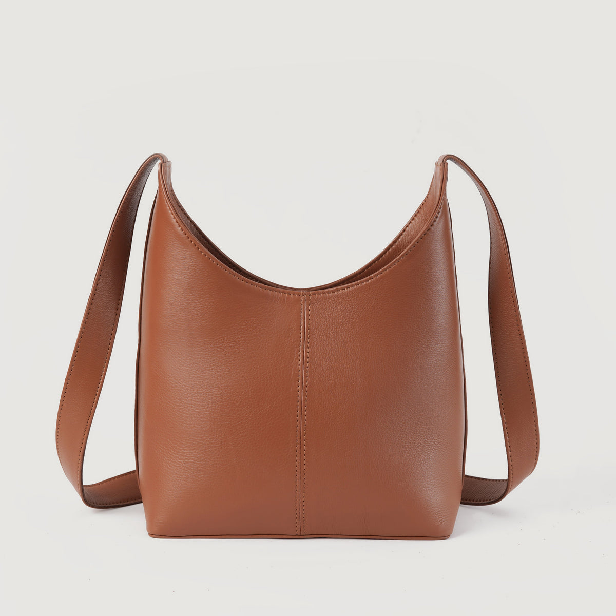 
Detailní pohled of Classic Collar & Heavy-Duty Zipper Hardware on The Stefani Brown Leather Hobo Bag For Women