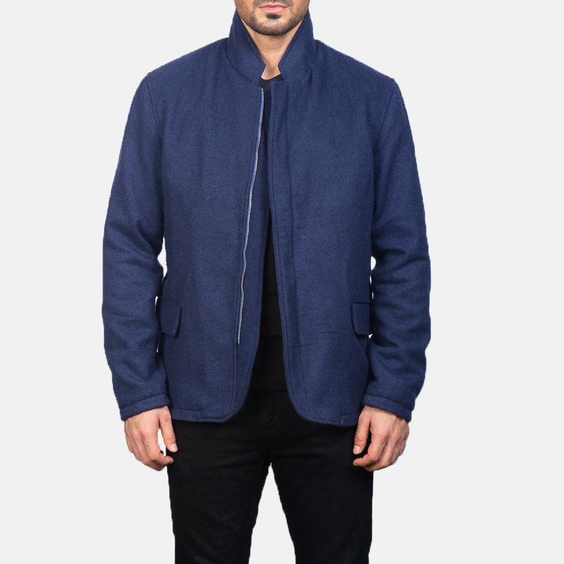 Thomas Blue Wool Kožená bunda pánská