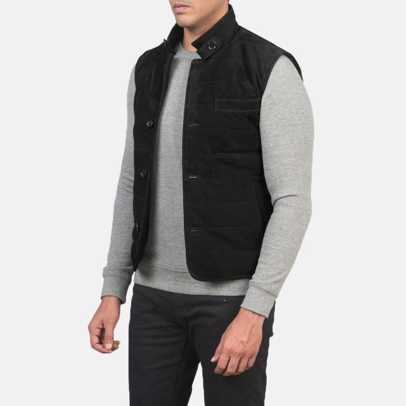 Tony Černá Suede Vest pánská