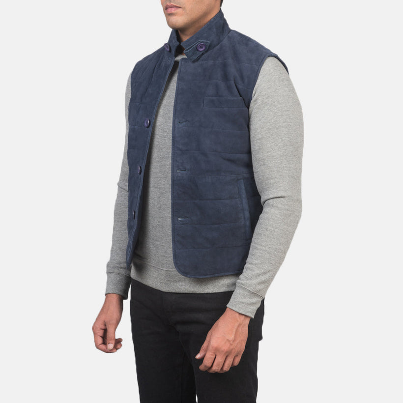 Tony Blue Suede Vest pánská