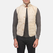 
Tony Off-White Suede Vest pro Pány pro Pány in Off-White Goatskin Suede - Přední pohled a přiléhavá silueta | Koupit online