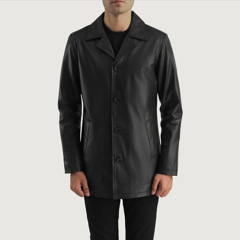 Urban Slate Černá Leather Coat pánská