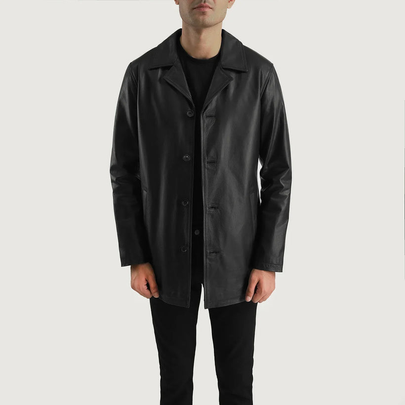 Urban Slate Černá Leather Coat pánská