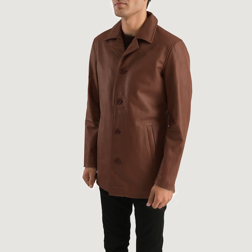 Urban Slate Hnědá Leather Coat pánská