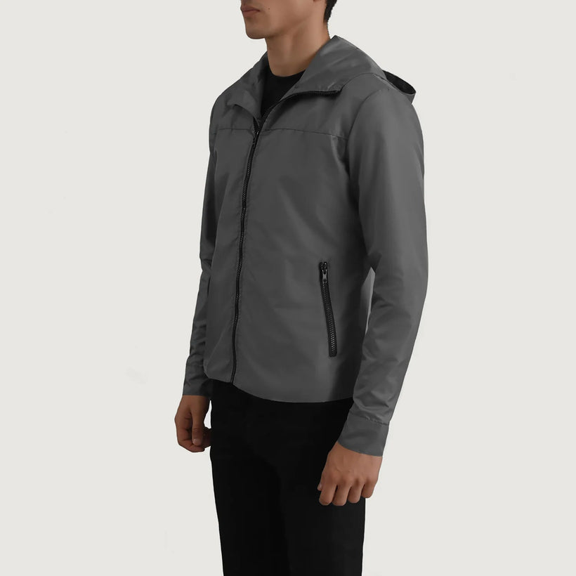 Wesley Grey Hooded Windbreaker Kožená bunda pro Pány