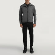 
Wesley Grey Hooded Windbreaker Kožená bunda pro Pány - Boční pohled ukazující ergonomický střih rukávů