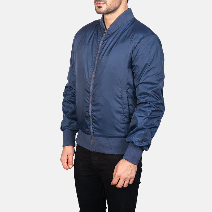Zack Modrá Kožená bomber bunda pro Pány