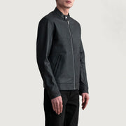 
Tumbled Black Sheepskin Leather Biker Jacket - Zadní pohled s definovanými rameny a čistým lemem