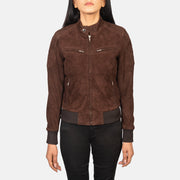 
Detailní pohled of Band with Snap Button & Zipper Hardware on Zenna Mocha Suede Bomber Jacket